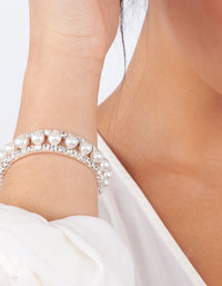 Pearl & Diamante Cupchain Stretch Bracelet - link has visual effect only