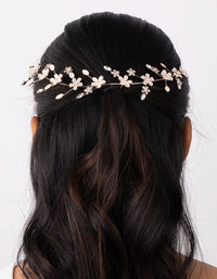 Rose Gold Diamante Flower Pearl Hair Vine - link has visual effect only