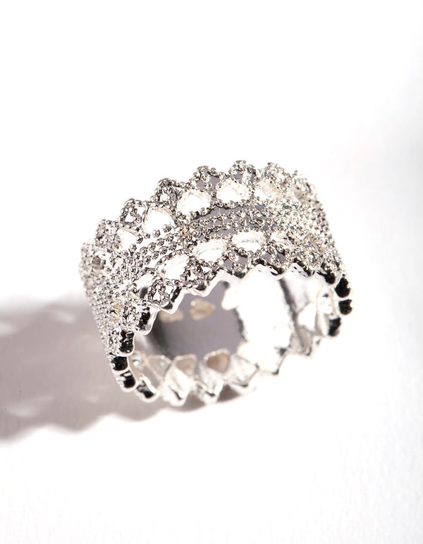 Silver Lace Detail Ring