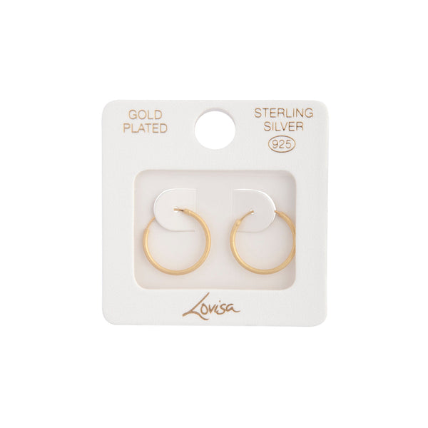 Gold Plated Sterling Silver 16mm Matte Hoop Earrings
