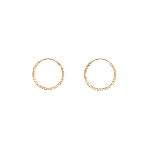Gold Plated Sterling Silver Diamond Cut 16mm Hoop Earrings