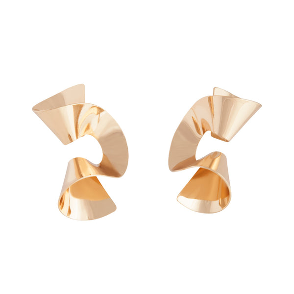 Gold Swirl Statement Stud Earrings