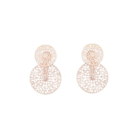 Rose Gold Circle Filigree Jacket Earrings - link has visual effect only