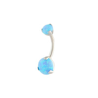 Rhodium Synthetic Opal Claw Belly Bar - link has visual effect only