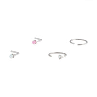 Rhodium Diamante Synthetic Opal Nose 4-Pack - link has visual effect only