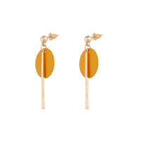 Gold Orange Coated Disc Stick Earrings - link has visual effect only