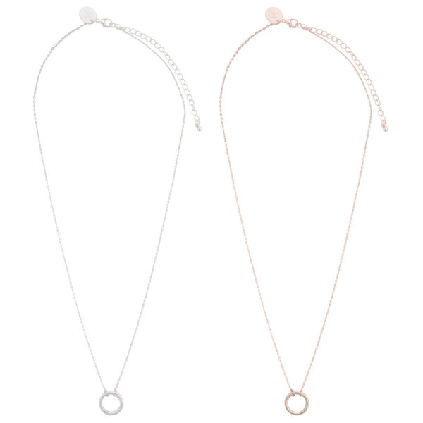 Tear & Share Rose Gold Silver Circle Necklace Pack