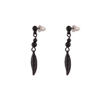 Black Metal Bead Feather Drop Earrings - link has visual effect only