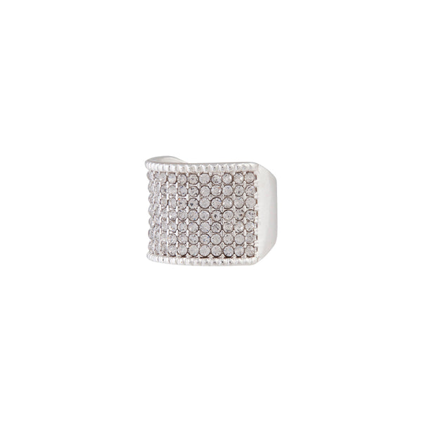 Silver Diamante Wide Pave Band Ring