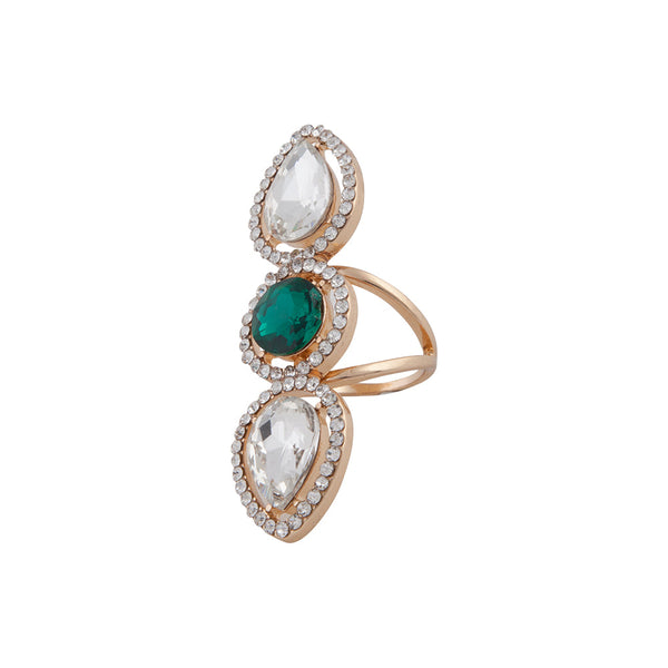 Gold Cocktail Ring With Emerald Centre Stone