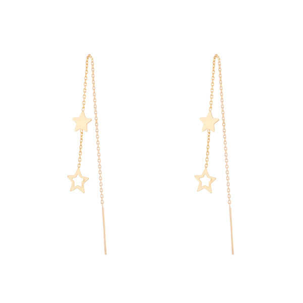 Gold Plated Sterling Silver Star Thread-Through Earrings