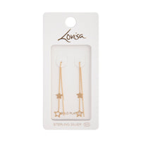 Gold Plated Sterling Silver Star Thread-Through Earrings - link has visual effect only