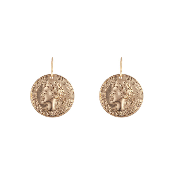 Antique Gold Ancient Greek Coin Drop Earrings