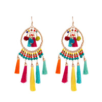 Mixed Brights Beaded Hoop With Pom Pom & Tassel Accents - link has visual effect only