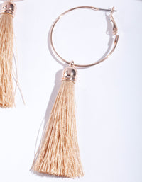 Rose Gold Hoop Tassel Earrings - link has visual effect only