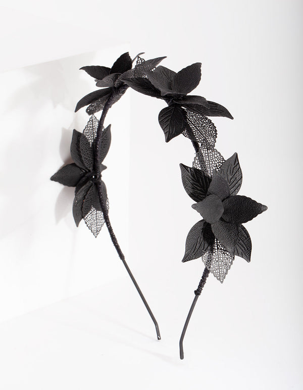 Black Cluster Leaf Headband