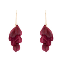 Burgundy Multi Feather Chain Earrings - link has visual effect only