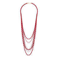 Red Bead Facet Multi Row Necklace - link has visual effect only