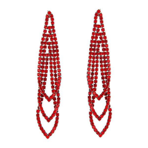 Red Gunmetal Loop Cup Chain Earrings