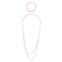 Pink Pearl Strand Long Bracelet Necklace Set - link has visual effect only