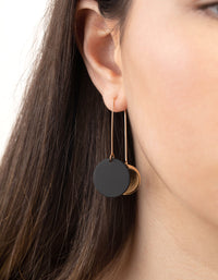 Black & Gold Coated Disc Sandwich Earrings - link has visual effect only