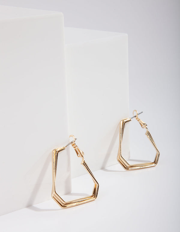 Gold Geometric Line Hoop Earrings