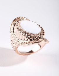Rose Gold Oval Etched Border Ring - link has visual effect only