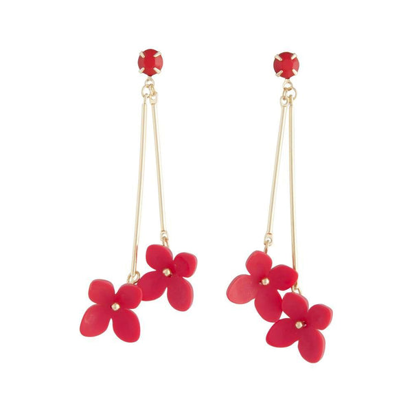 Red Acrylic Floral Drop Earrings