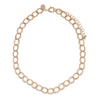 Gold Wide Link Chain Collar Necklace - link has visual effect only