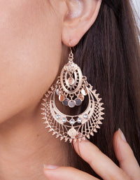 Rose Gold Diamante Bohemian Earrings - link has visual effect only