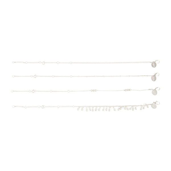 Silver Dangle Ball Anklet Pack