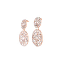 Rose Gold Diamante Filigree Double Circle Drop Earrings - link has visual effect only