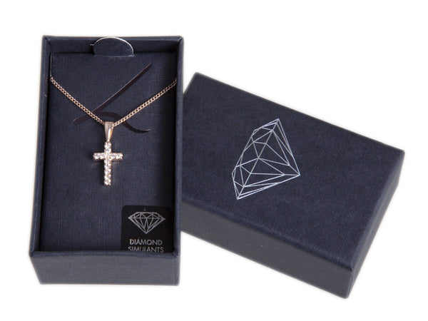 Rose Gold Crystal Cross Pendant Necklace