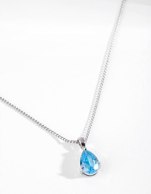 Aqua Pear Crystal Necklace