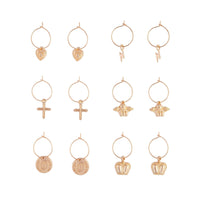 Gold Hoop Drop Charm Earring Pack - link has visual effect only