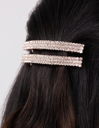 Rose Gold Double Diamante Barrette - link has visual effect only