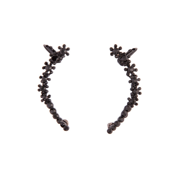 Black Flower Double Cuff Earrings