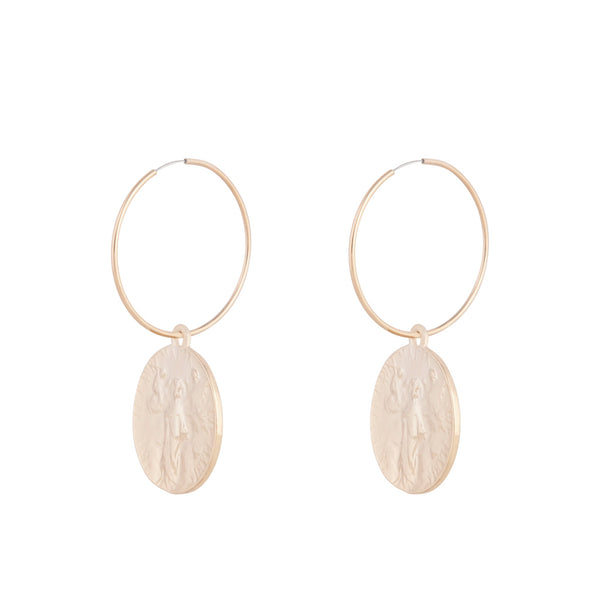 Gold Small Coin Hoop Earrings