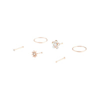 Rose Gold Flower Stud Nose 6 Pack - link has visual effect only