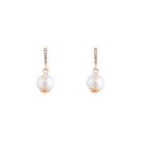 Gold Diamante Line Pearl Drop Earrings - link has visual effect only