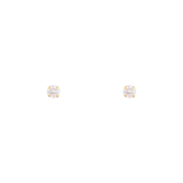 Gold Plated Sterling Silver Cubic Zirconia 1/4 Carat Stud Earrings