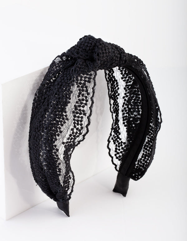 Black Lace Knot Headband