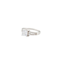 Rhodium Cubic Zirconia Square Stone Ring - link has visual effect only