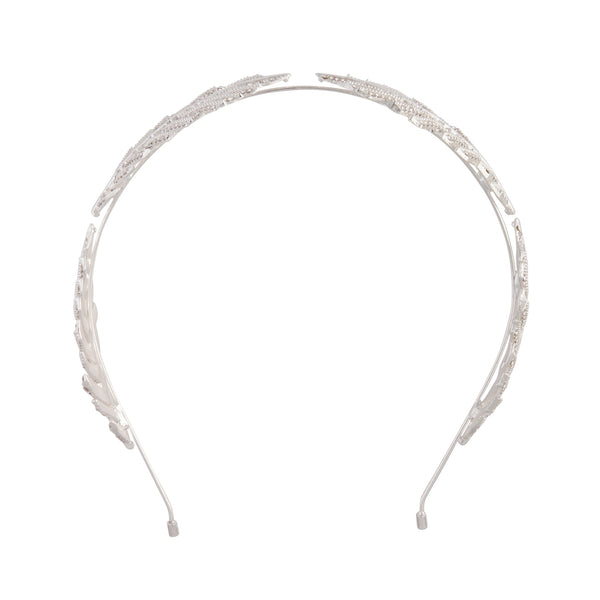 Silver Crystal Leaf Headband