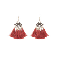 Antique Gold Burgundy Tassel Earrings - link has visual effect only