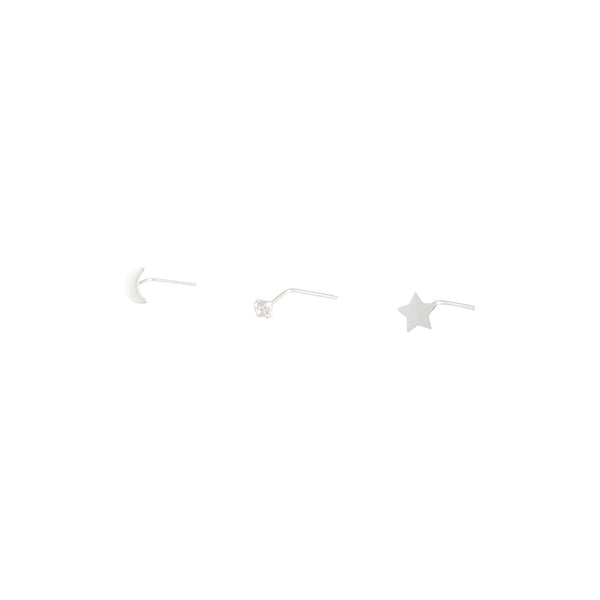 Sterling Silver Tiny Star Moon Nose Pack