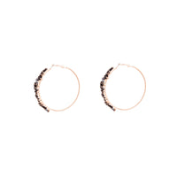 Rose Gold Black Stone Hoop Earrings - link has visual effect only