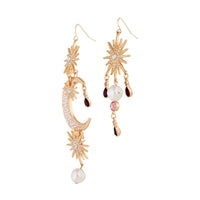 Pearly Celestial Drop Earrings In Gold - link has visual effect only