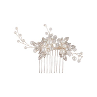 Silver Crystal Pearl Mini Leaf Comb - link has visual effect only
