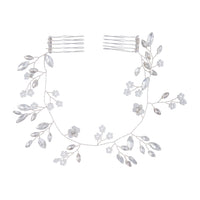Silver Faceted Pearl Leaf Hair Vine - link has visual effect only